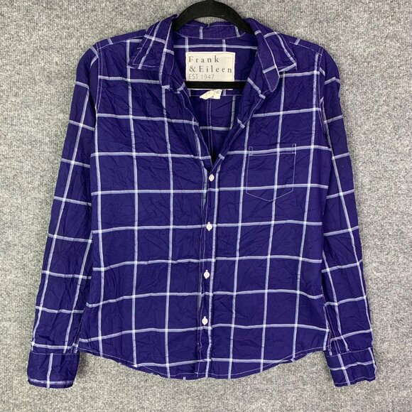 Frank & Eileen Tops - Frank & Eileen Barry Small Plaid Button-Up‎ Shirt In Blue & White Italy
